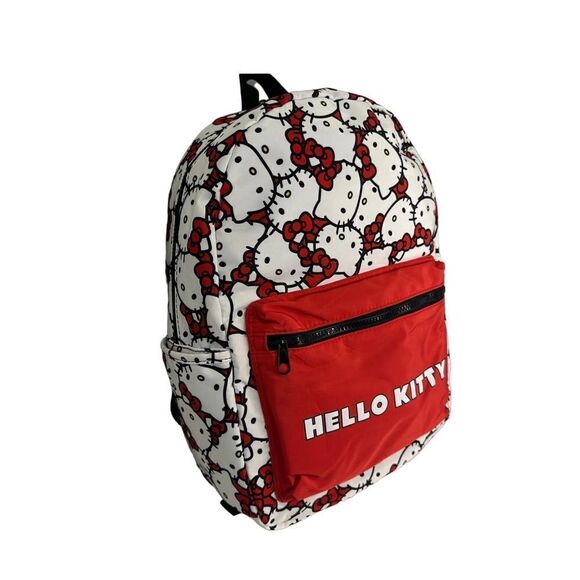 New! Bioworld Hello Kitty Head Red and White 16" Backpack - Picture 3 of 4